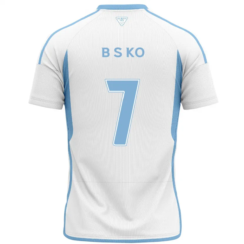 Danxen Enfant Maillot Seung-Beom Ko #7 Blanc Bleu Tenues Extérieur 2024/25 T-Shirt