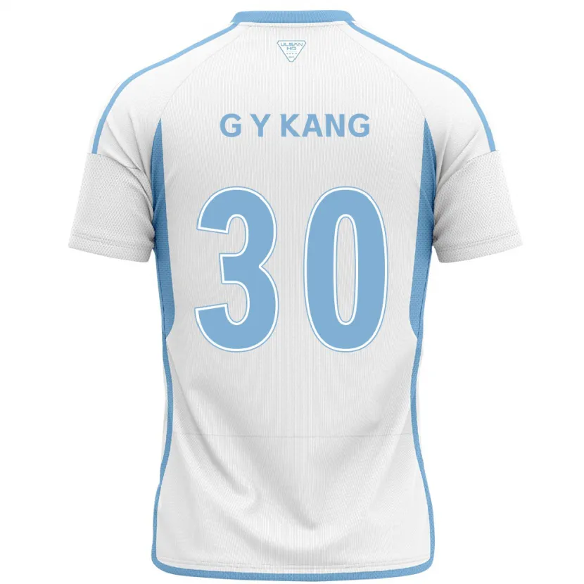 Danxen Enfant Maillot Yun-Gu Kang #30 Blanc Bleu Tenues Extérieur 2024/25 T-Shirt