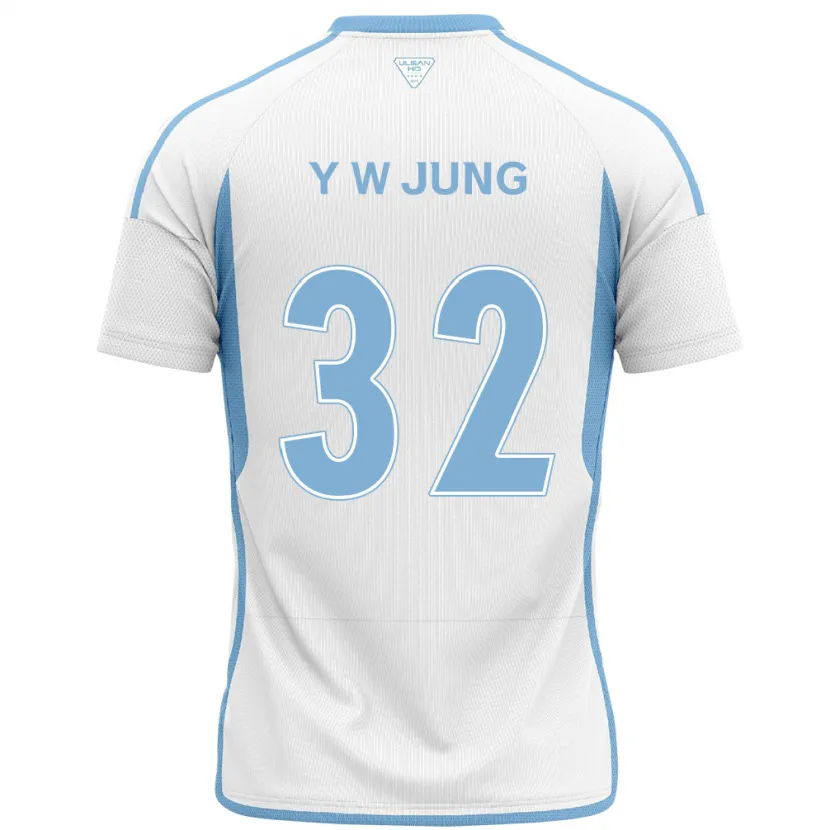 Danxen Enfant Maillot Woo-Young Jung #32 Blanc Bleu Tenues Extérieur 2024/25 T-Shirt