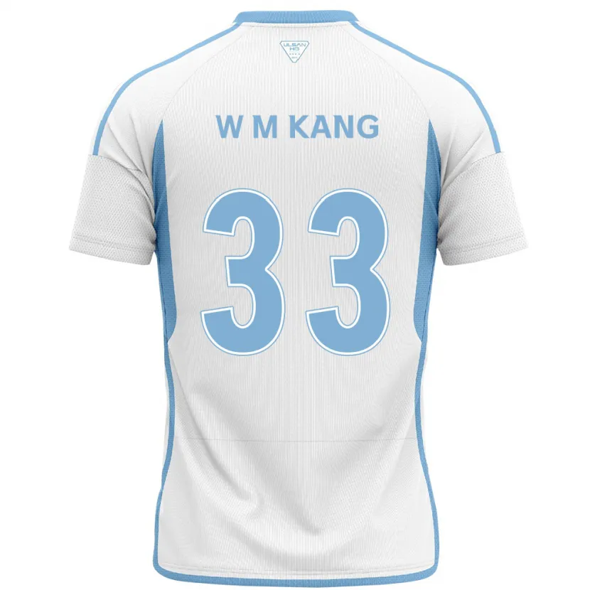 Danxen Enfant Maillot Min-Woo Kang #33 Blanc Bleu Tenues Extérieur 2024/25 T-Shirt