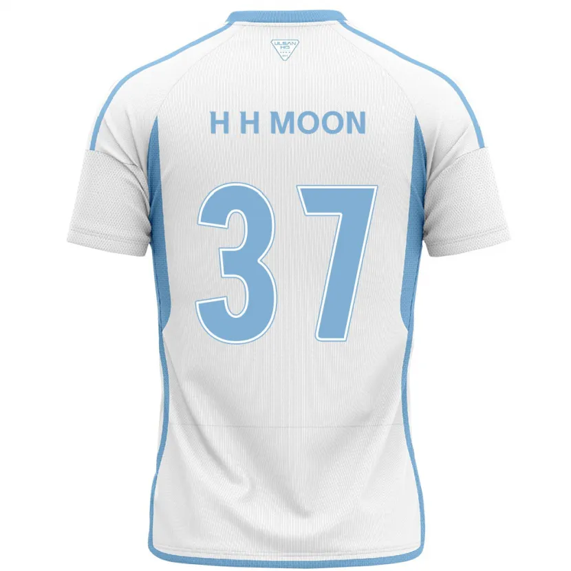 Danxen Enfant Maillot Hyeon-Ho Moon #37 Blanc Bleu Tenues Extérieur 2024/25 T-Shirt