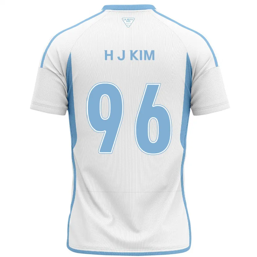 Danxen Enfant Maillot Ji-Hyun Kim #96 Blanc Bleu Tenues Extérieur 2024/25 T-Shirt