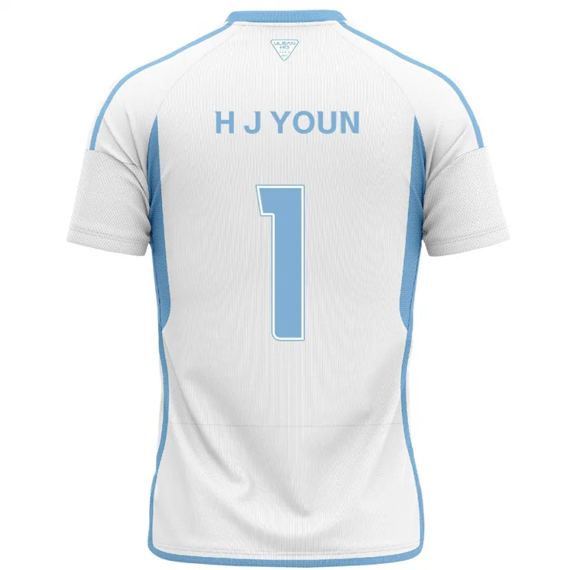 Danxen Enfant Maillot Je-Hun Youn #1 Blanc Bleu Tenues Extérieur 2024/25 T-Shirt