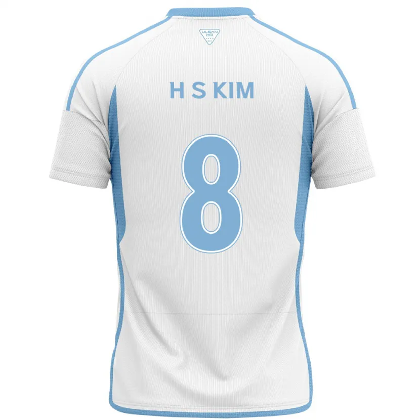 Danxen Enfant Maillot Seung-Hyun Kim #8 Blanc Bleu Tenues Extérieur 2024/25 T-Shirt