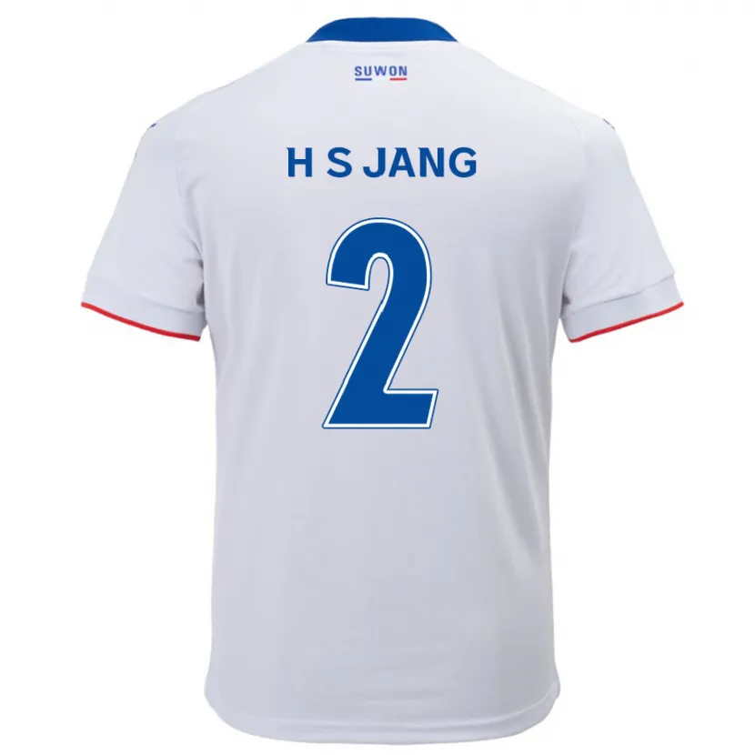 Danxen Enfant Maillot Seok-Hwan Jang #2 Blanc Bleu Tenues Extérieur 2024/25 T-Shirt