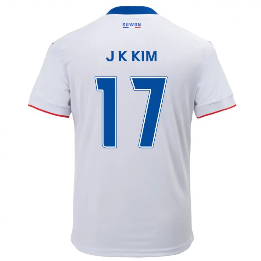 Danxen Enfant Maillot Kyeong-Jung Kim #17 Blanc Bleu Tenues Extérieur 2024/25 T-Shirt