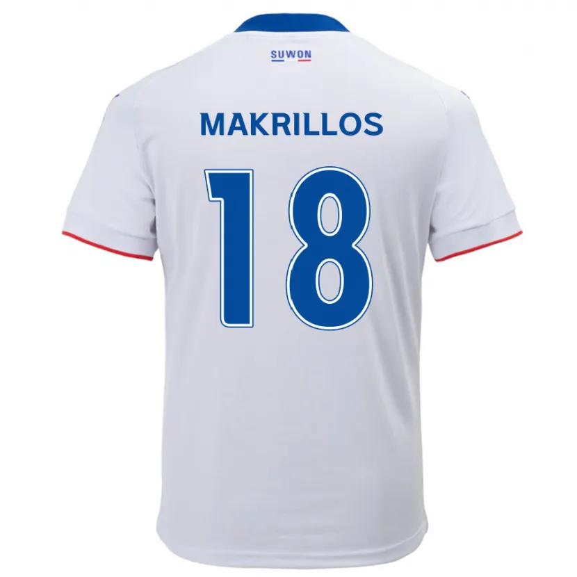 Danxen Enfant Maillot Peter Makrillos #18 Blanc Bleu Tenues Extérieur 2024/25 T-Shirt