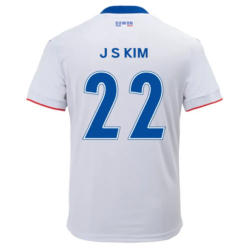 Danxen Enfant Maillot Sang-Jun Kim #22 Blanc Bleu Tenues Extérieur 2024/25 T-Shirt