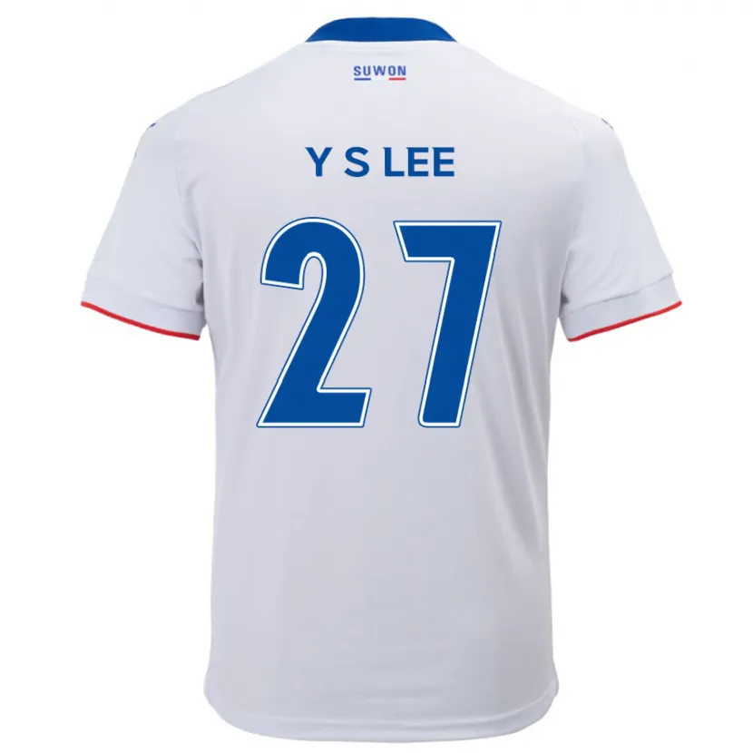 Danxen Enfant Maillot Shi-Yeong Lee #27 Blanc Bleu Tenues Extérieur 2024/25 T-Shirt