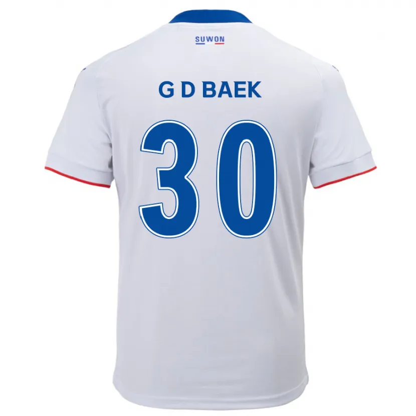 Danxen Enfant Maillot Dong-Gyu Baek #30 Blanc Bleu Tenues Extérieur 2024/25 T-Shirt