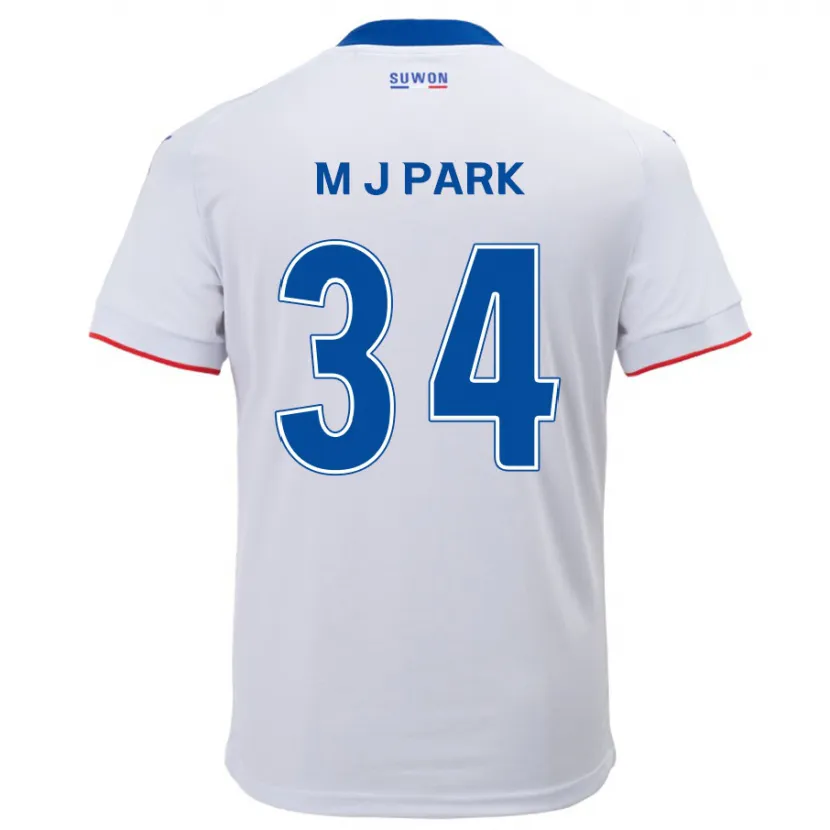 Danxen Enfant Maillot Ji-Min Park #34 Blanc Bleu Tenues Extérieur 2024/25 T-Shirt