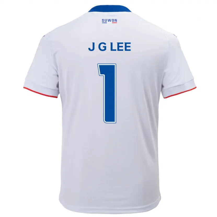 Danxen Enfant Maillot Gyeong-Jun Lee #1 Blanc Bleu Tenues Extérieur 2024/25 T-Shirt