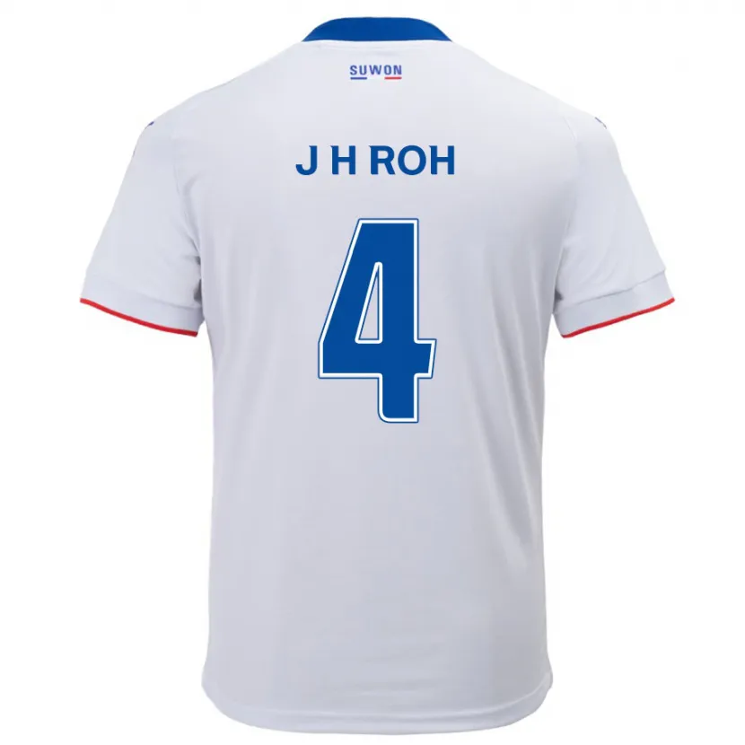 Danxen Enfant Maillot Hyun-Jun Roh #4 Blanc Bleu Tenues Extérieur 2024/25 T-Shirt