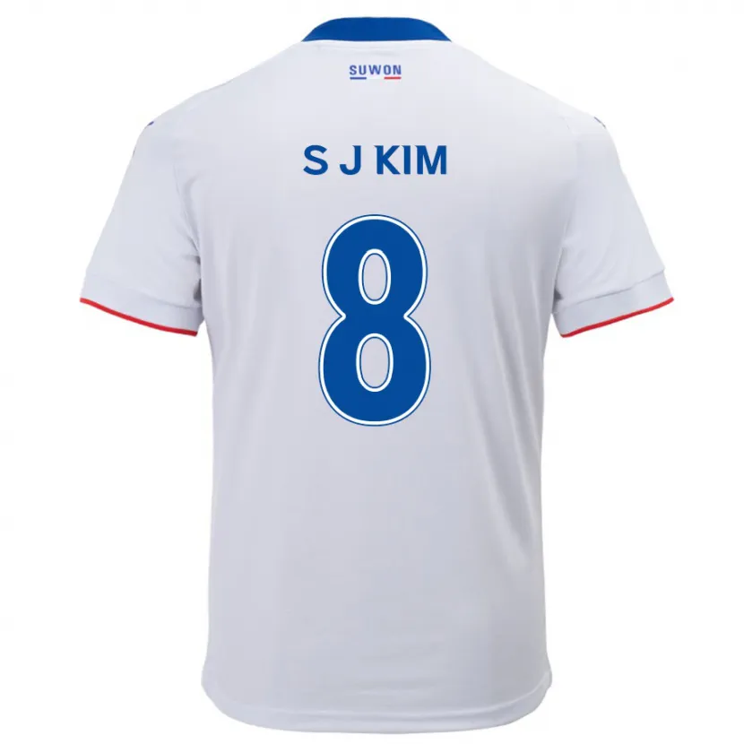 Danxen Enfant Maillot Ji-Sung Kim #8 Blanc Bleu Tenues Extérieur 2024/25 T-Shirt