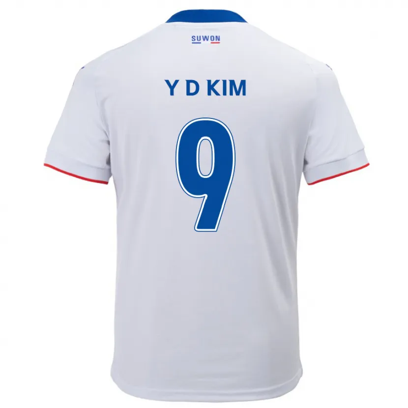 Danxen Enfant Maillot Dong-Yeon Kim #9 Blanc Bleu Tenues Extérieur 2024/25 T-Shirt