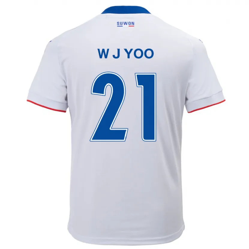 Danxen Enfant Maillot Jin-Wook Yoo #21 Blanc Bleu Tenues Extérieur 2024/25 T-Shirt