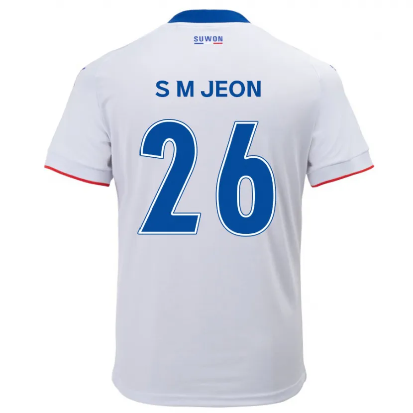 Danxen Enfant Maillot Min-Seung Jeon #26 Blanc Bleu Tenues Extérieur 2024/25 T-Shirt