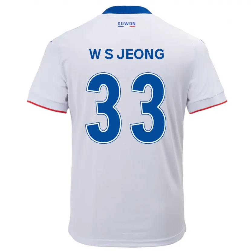 Danxen Enfant Maillot Seo-Woo Jeong #33 Blanc Bleu Tenues Extérieur 2024/25 T-Shirt