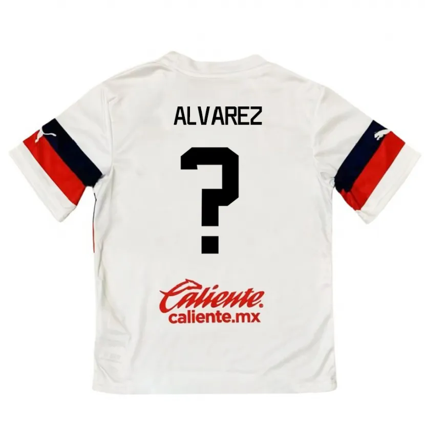 Danxen Enfant Maillot Sergio Álvarez #0 Blanc Rouge Tenues Extérieur 2024/25 T-Shirt