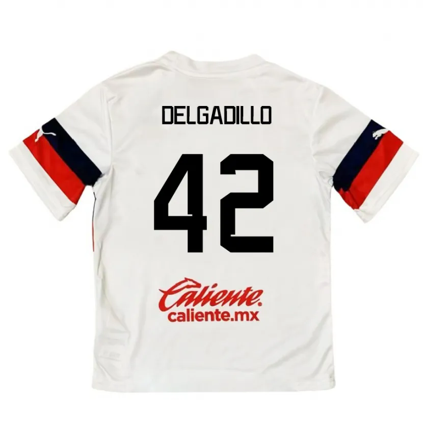 Danxen Enfant Maillot Diego Delgadillo #42 Blanc Rouge Tenues Extérieur 2024/25 T-Shirt