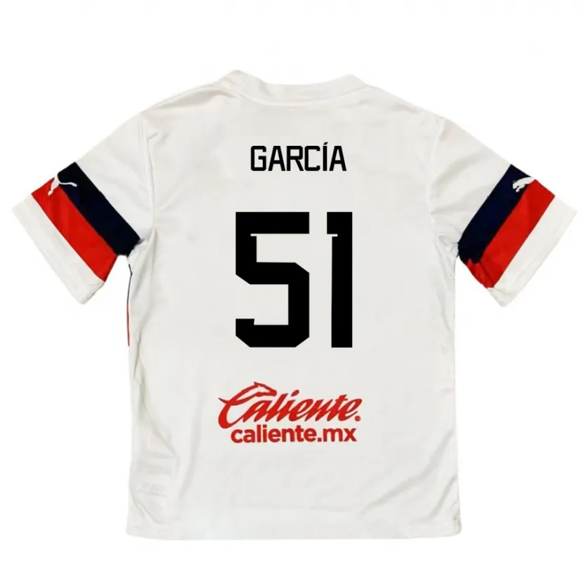 Danxen Enfant Maillot Eduardo García #51 Blanc Rouge Tenues Extérieur 2024/25 T-Shirt