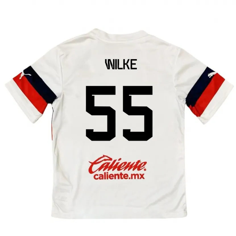 Danxen Enfant Maillot Teun Wilke #55 Blanc Rouge Tenues Extérieur 2024/25 T-Shirt