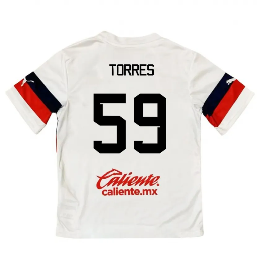 Danxen Enfant Maillot Christian Torres #59 Blanc Rouge Tenues Extérieur 2024/25 T-Shirt