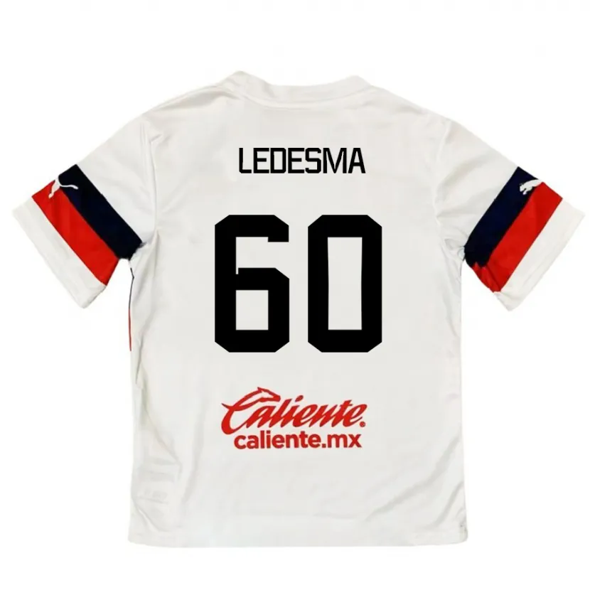 Danxen Enfant Maillot Luis Ledesma #60 Blanc Rouge Tenues Extérieur 2024/25 T-Shirt