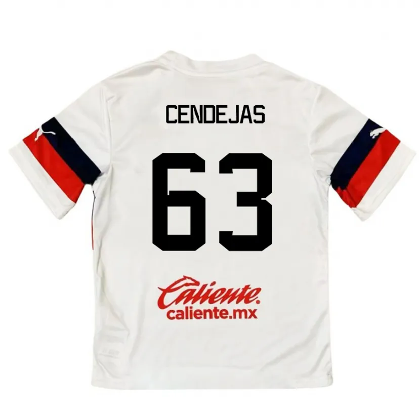 Danxen Enfant Maillot Matías Cendejas #63 Blanc Rouge Tenues Extérieur 2024/25 T-Shirt