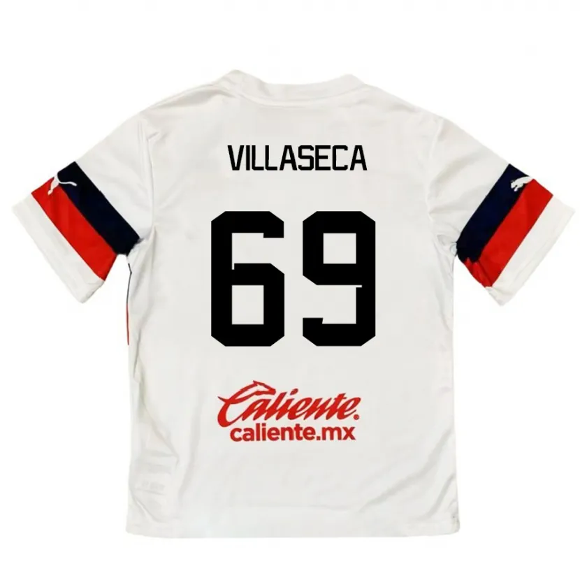 Danxen Enfant Maillot Daniel Villaseca #69 Blanc Rouge Tenues Extérieur 2024/25 T-Shirt