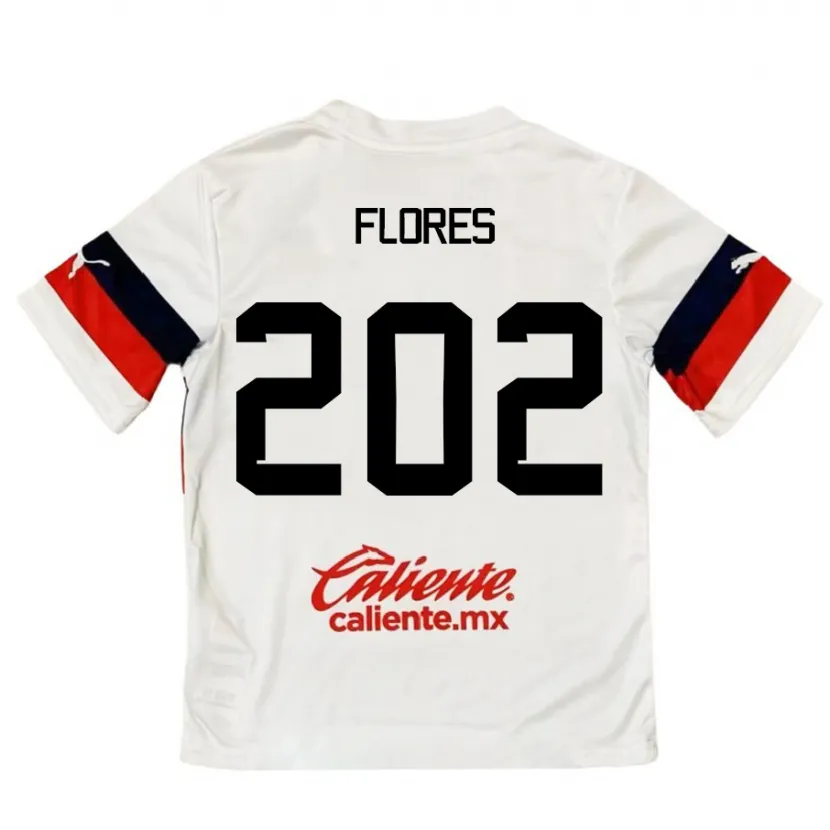 Danxen Enfant Maillot Daniel Flores #202 Blanc Rouge Tenues Extérieur 2024/25 T-Shirt