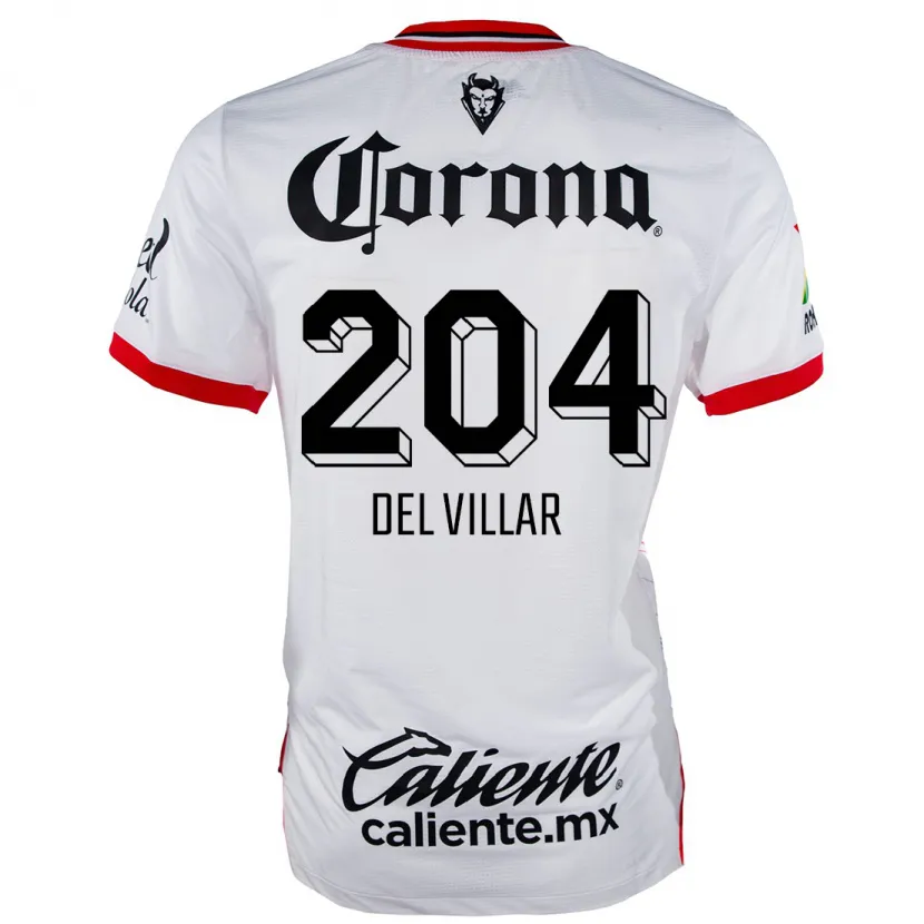 Danxen Enfant Maillot Everardo Del Villar #204 Blanc Rouge Tenues Extérieur 2024/25 T-Shirt