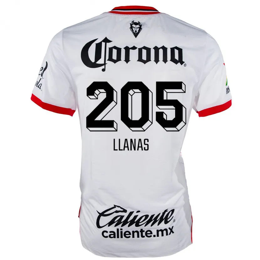 Danxen Enfant Maillot Emmanuel Llanas #205 Blanc Rouge Tenues Extérieur 2024/25 T-Shirt