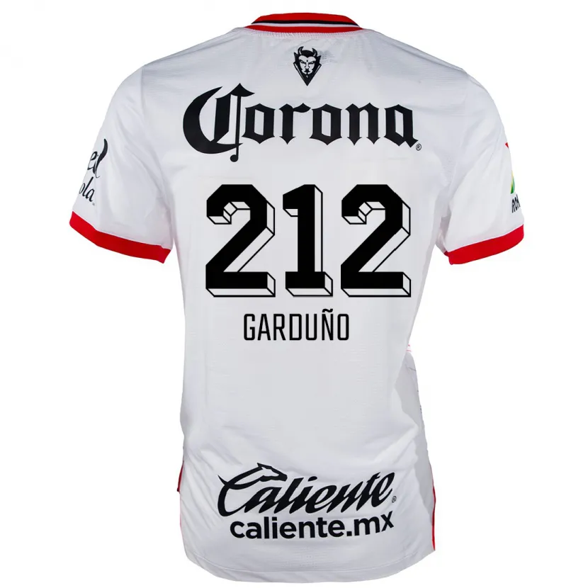 Danxen Enfant Maillot Carlos Garduño #212 Blanc Rouge Tenues Extérieur 2024/25 T-Shirt