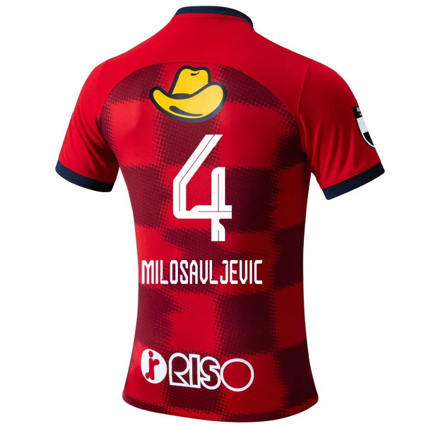 Danxen Homme Maillot Radomir Milosavljevic #4 Rouge Bleu Blanc Tenues Domicile 2024/25 T-Shirt