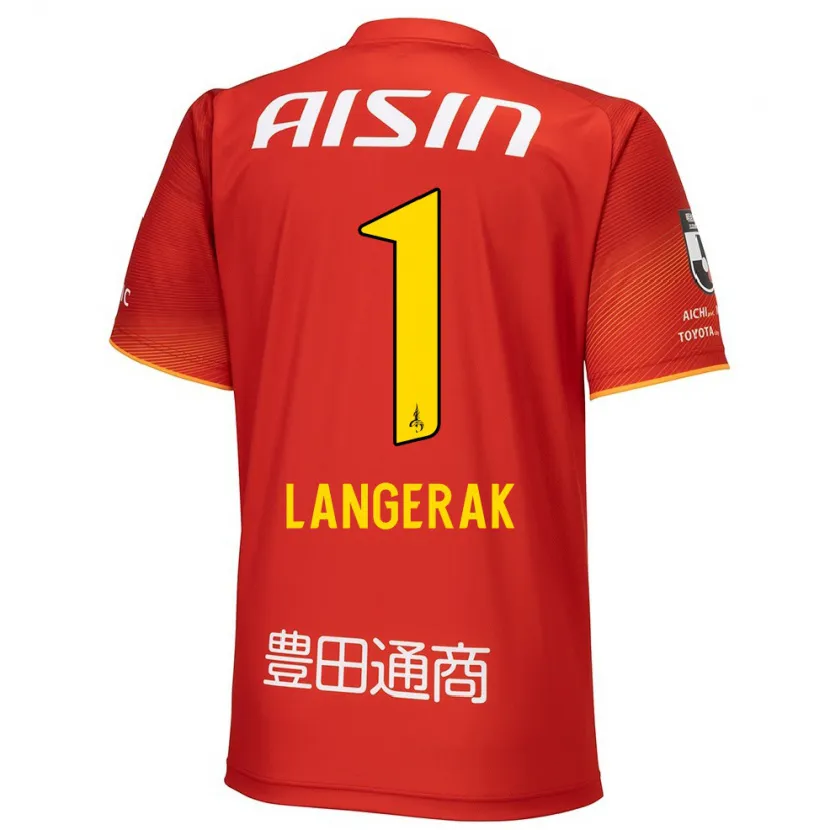 Danxen Homme Maillot Mitchell Langerak #1 Rouge Blanc Jaune Tenues Domicile 2024/25 T-Shirt