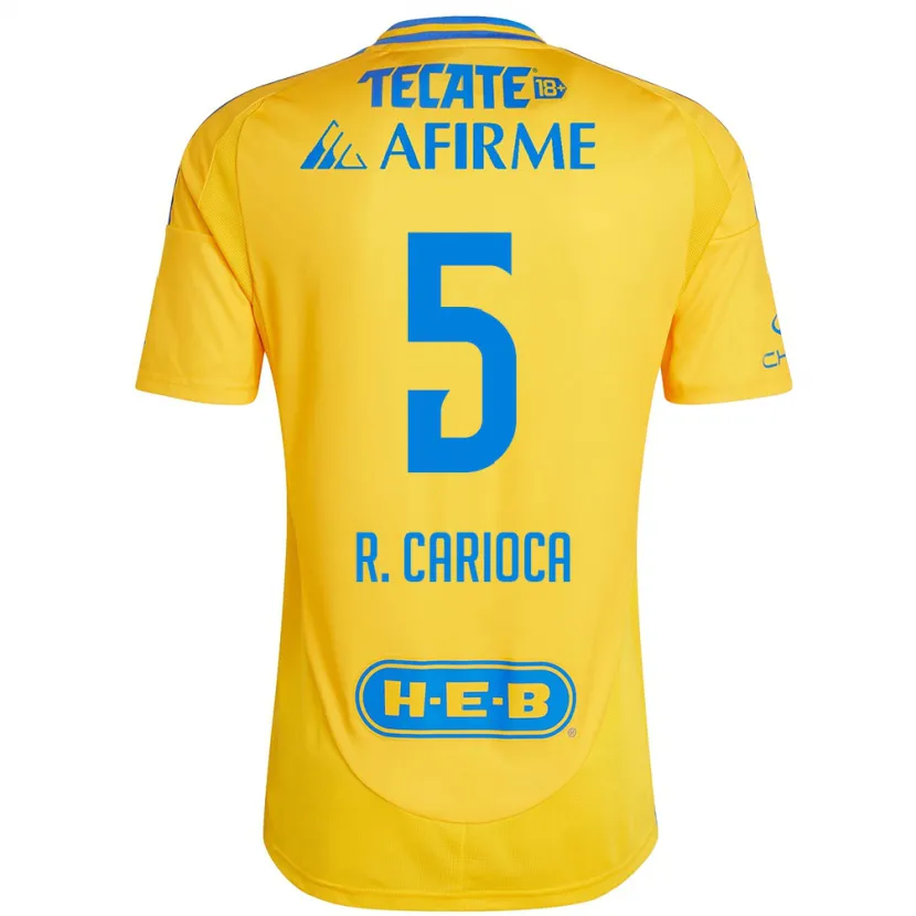 Danxen Homme Maillot Rafael Carioca #5 Or Jaune Tenues Domicile 2024/25 T-Shirt