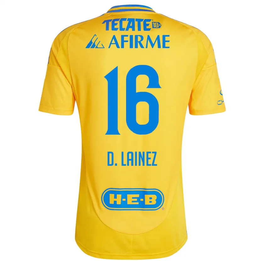 Danxen Homme Maillot Diego Lainez #16 Or Jaune Tenues Domicile 2024/25 T-Shirt