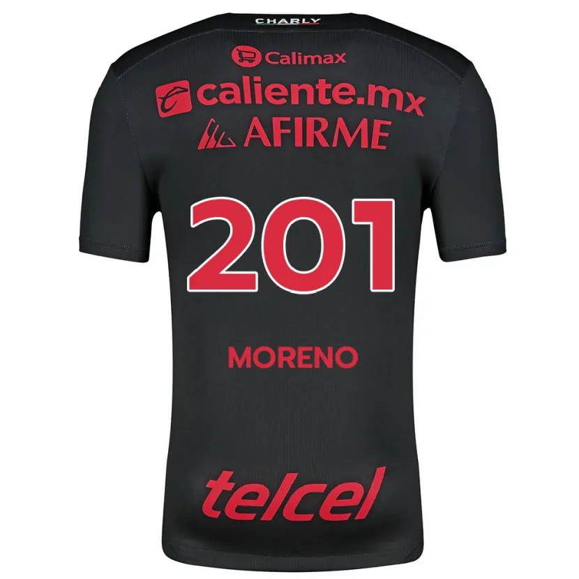 Danxen Homme Maillot Jesús Moreno #201 Noir Rouge Tenues Domicile 2024/25 T-Shirt