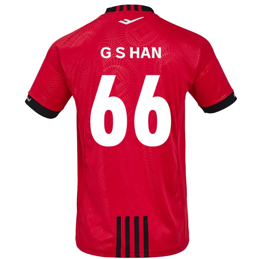 Danxen Homme Maillot Seung-Gyu Han #66 Rouge Noir Tenues Domicile 2024/25 T-Shirt