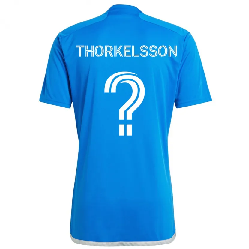 Danxen Homme Maillot Róbert Orri Thorkelsson #0 Bleu Blanc Tenues Domicile 2024/25 T-Shirt