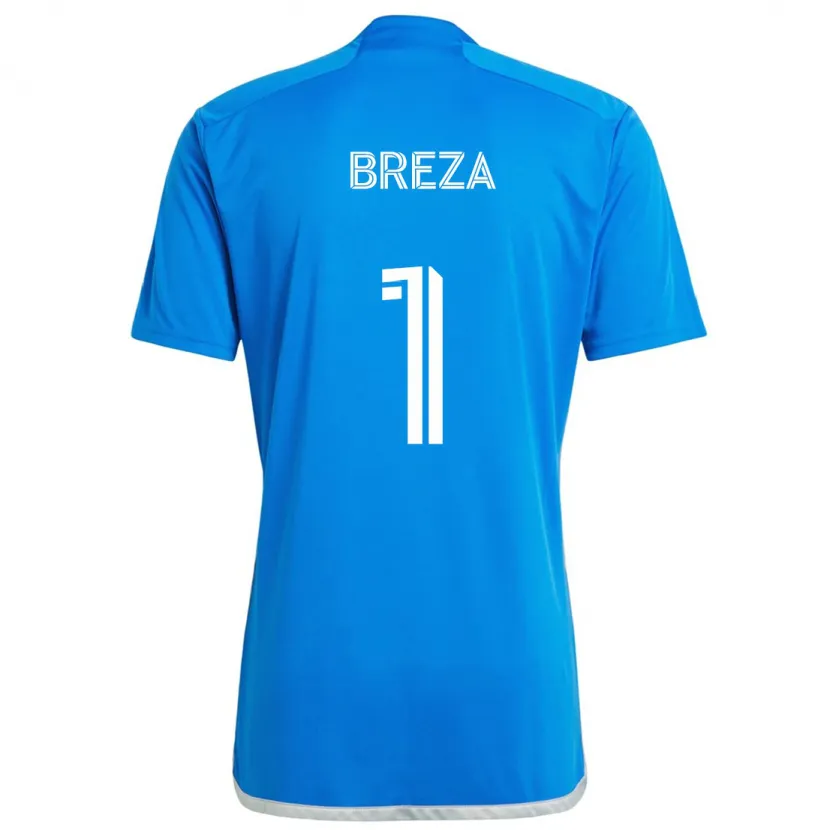 Danxen Homme Maillot Sebastian Breza #1 Bleu Blanc Tenues Domicile 2024/25 T-Shirt