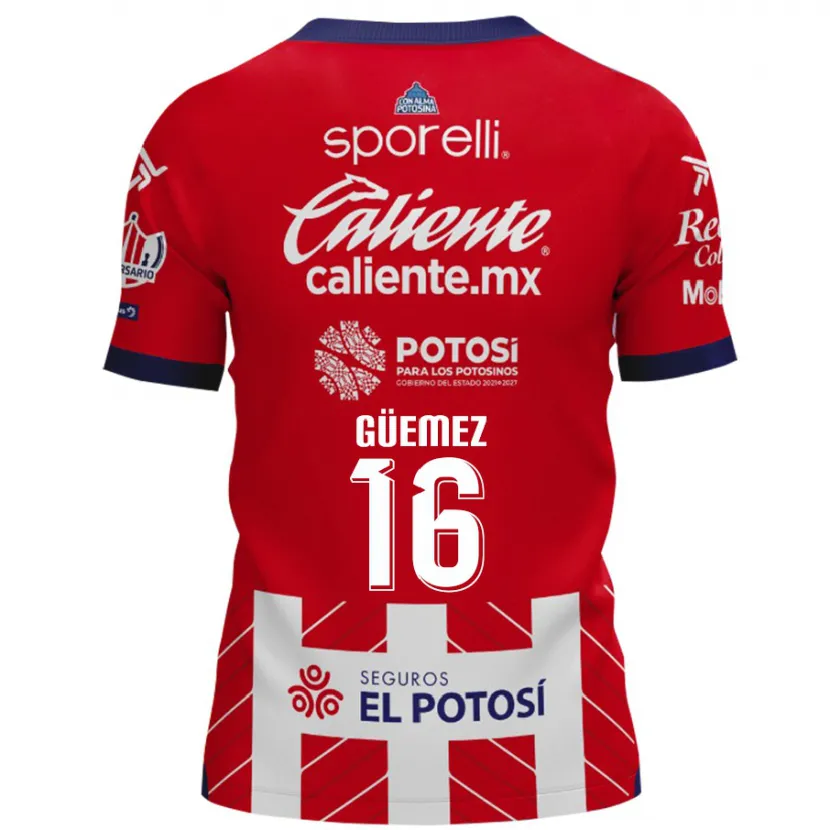 Danxen Homme Maillot Javier Güemez #16 Rouge Blanc Tenues Domicile 2024/25 T-Shirt