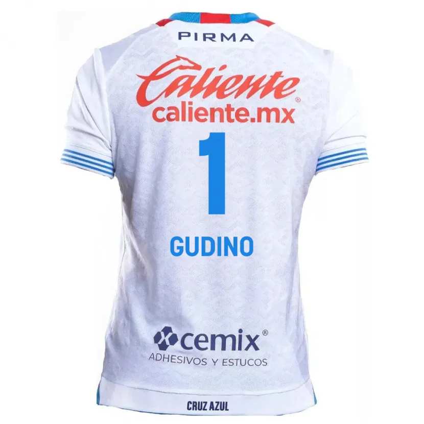 Danxen Homme Maillot Andrés Gudiño #1 Blanc Bleu Tenues Extérieur 2024/25 T-Shirt