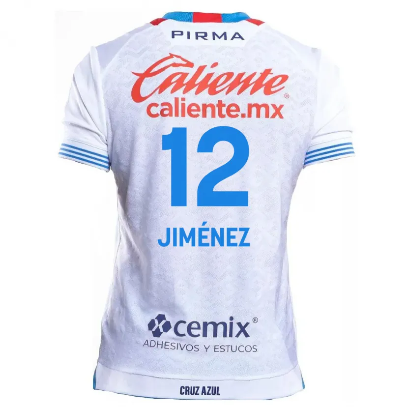 Danxen Homme Maillot Luis Jiménez #12 Blanc Bleu Tenues Extérieur 2024/25 T-Shirt