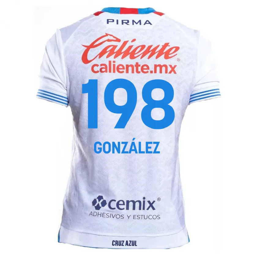 Danxen Homme Maillot Kenneth González #198 Blanc Bleu Tenues Extérieur 2024/25 T-Shirt