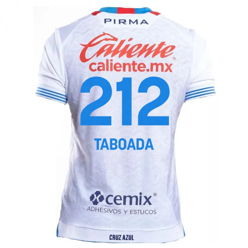 Danxen Homme Maillot Víctor Taboada #212 Blanc Bleu Tenues Extérieur 2024/25 T-Shirt