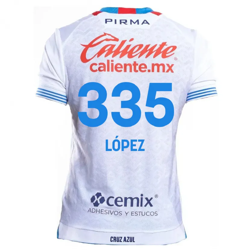 Danxen Homme Maillot Alfredo López #335 Blanc Bleu Tenues Extérieur 2024/25 T-Shirt