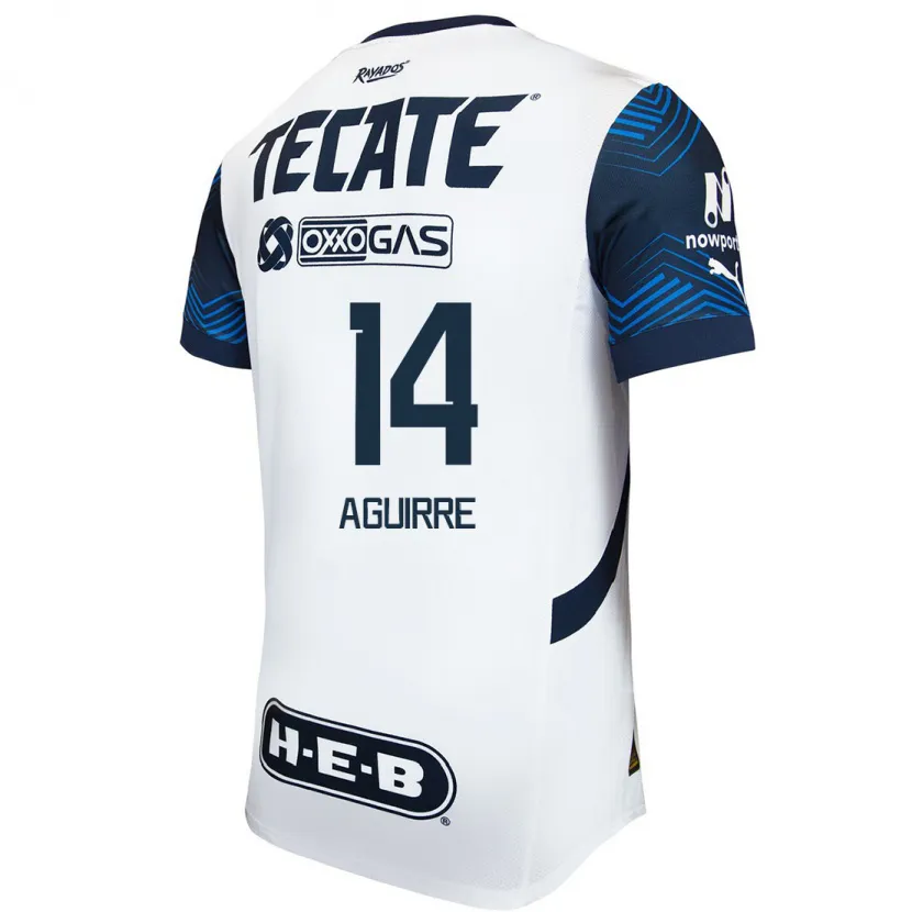 Danxen Homme Maillot Érick Aguirre #14 Blanc Bleu Tenues Extérieur 2024/25 T-Shirt