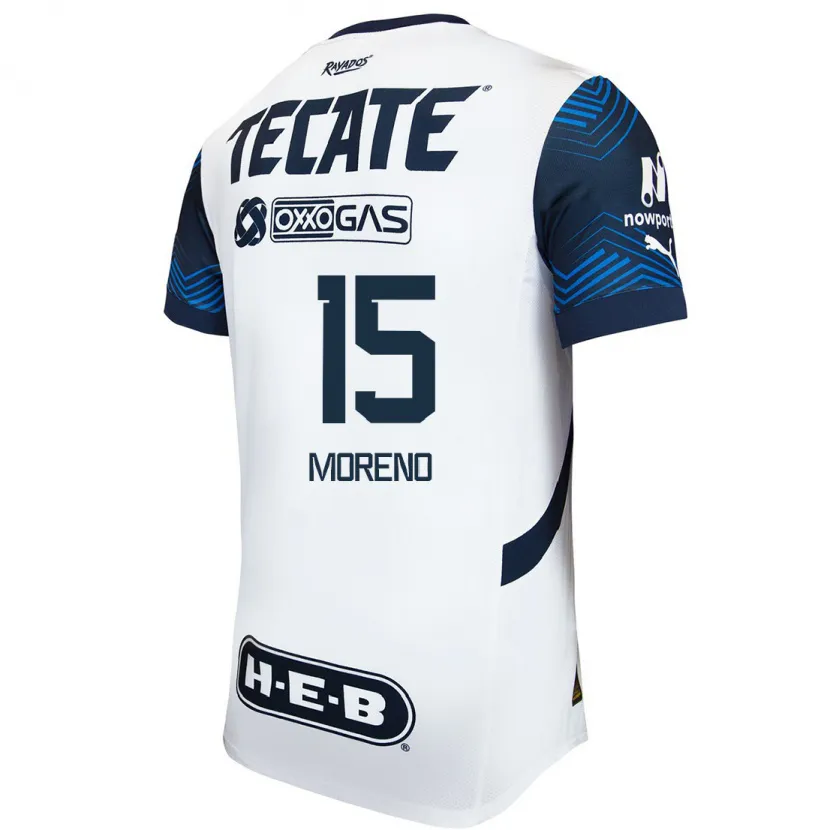 Danxen Homme Maillot Héctor Moreno #15 Blanc Bleu Tenues Extérieur 2024/25 T-Shirt